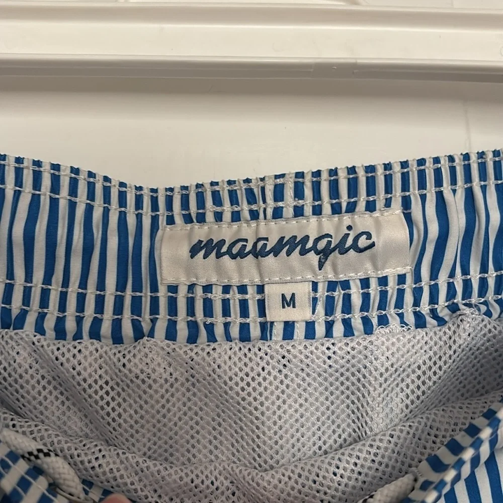 Maamigc Blue Striped Swim Shorts